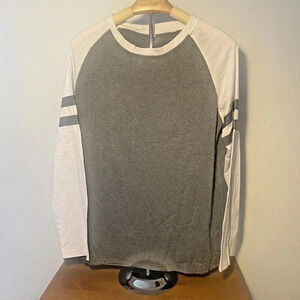 New Womens Gameday Mash-up Long-Sleeve Jersey T-Shirt size Lg Gray and White